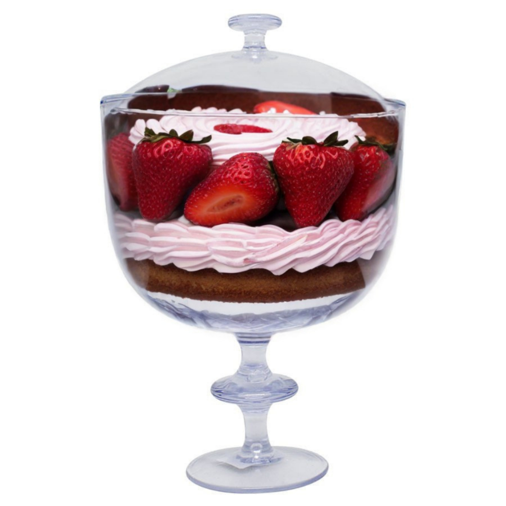 Taça Americana Para Sobremesa Acrílico Com Tampa 1,250l