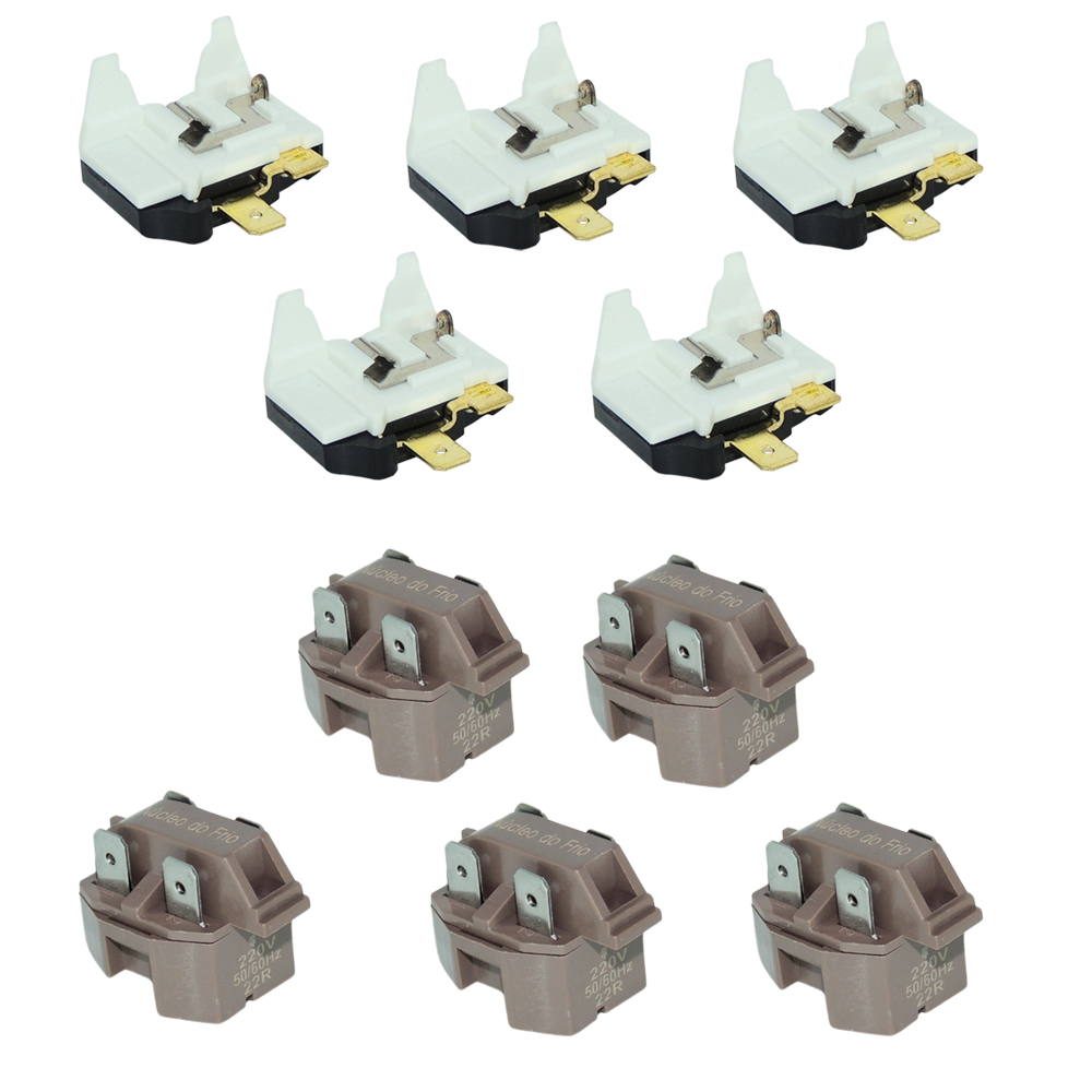 05 KITS - RELE PTC 4 TERMINAIS 22OHM + PROTETOR TÉRMICO 1/4 10A - PARA GELADEIRA FREEZER CERVEJEIRA BALCÃO FRIGORÍFICO