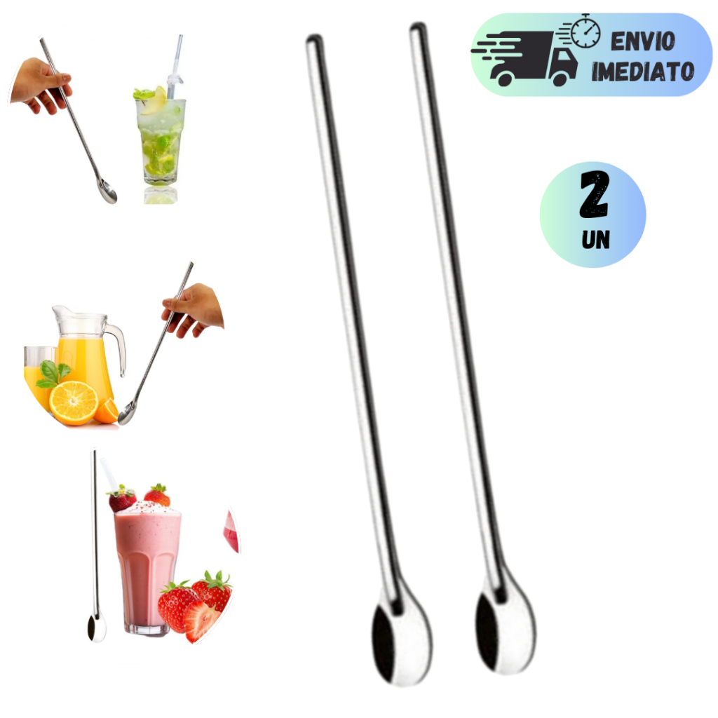 KIT 2 COLHERES DE SUCO BAILARINA JOGO INOX MULTIUSO PARA DRINKS   DE TALHER JARRA MULTIUSO PARA COPO GRANDE