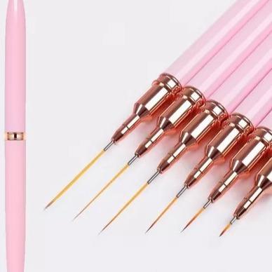 Kit Com 3/5 Pincéis Ultra Fino Francesinha Luxo Para Decoração De Unhas Nail Art Rosa