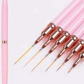 Kit Com 3/5 Pincéis Ultra Fino Francesinha Luxo Para Decoração De Unhas Nail Art Rosa