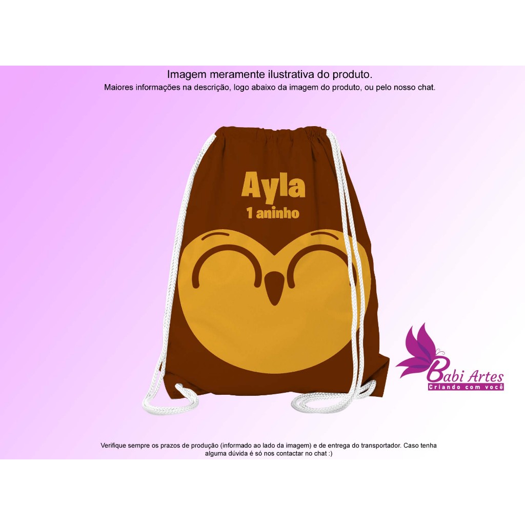 Mochilinhas Saco Personalizadas Bolofofos  Festa Aniversário Lembrancinha Saquinho Infantil