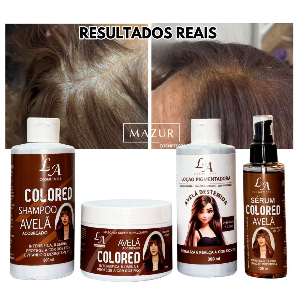 Combo Completo Tonalizante Avelã Marrom Intenso 4 em 1 - Shampoo Condicionador Máscara e Sérum Avelã em Oferta na Shopee