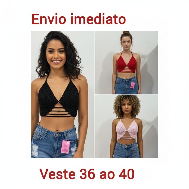 Cropped de Crochê Vermelho: Onde Comprar | BuscaProdutos