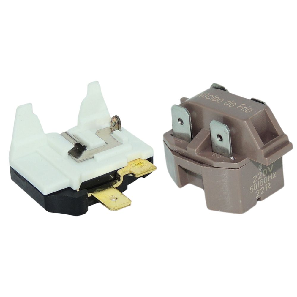KIT RELE PTC 4 TERMINAIS 22OHM + PROTETOR TÉRMICO 1/4 10A - PARA GELADEIRA FREEZER CERVEJEIRA BALCÃO FRIGORÍFICO