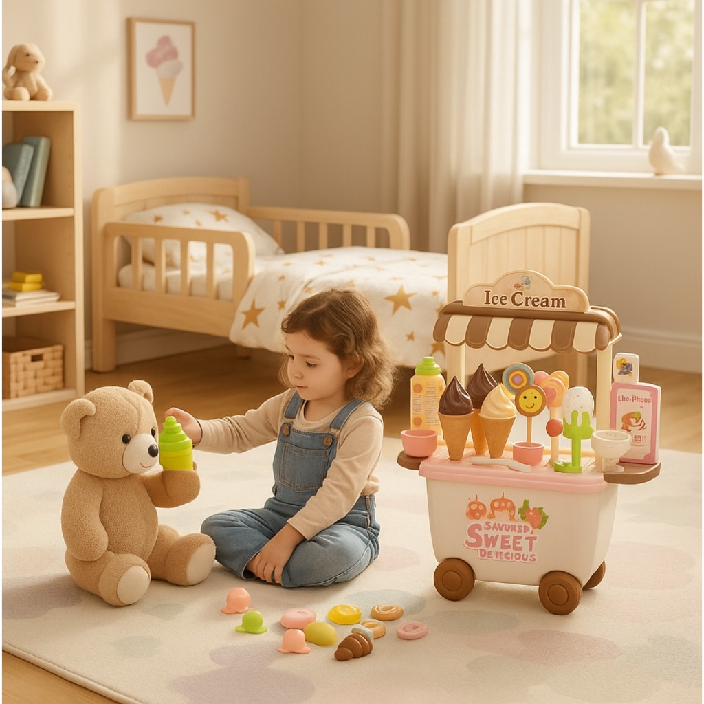 Brinquedo de menino brinquedos femininos infantil Carrinho Sorvete Infantil Sorveteria dos Sonhos 40 Peças Educativo