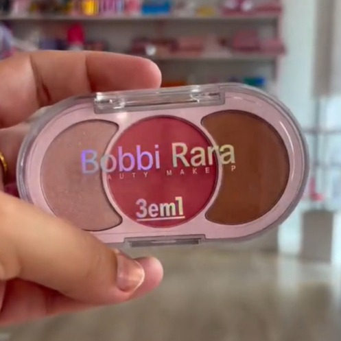 maquiagem blush Iluminador e Contorno Bobbi Rara paleta Trio 3 em 1 – Paleta Facial Completa