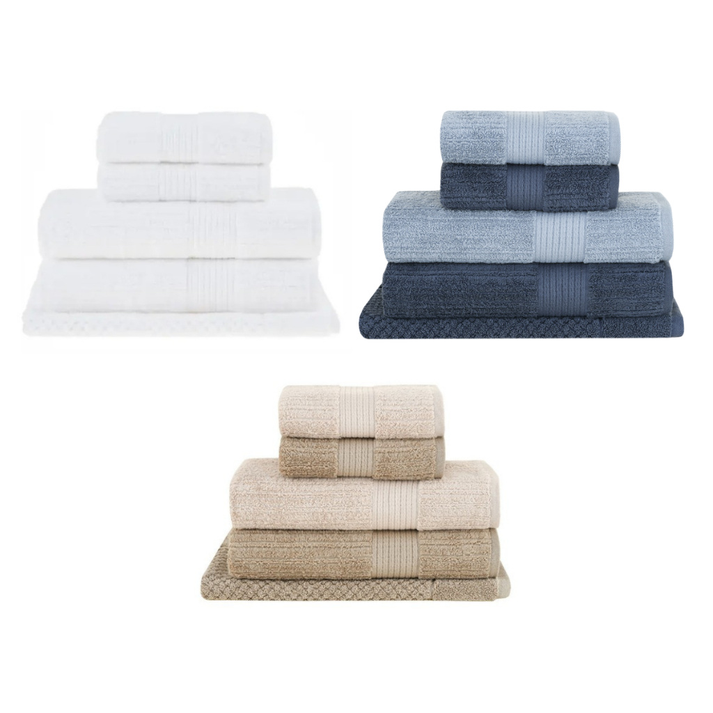 Jogo De Toalhas Buddemeyer 5 Peças Penteado Banho Canelada 100% Algodão