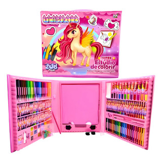 Estojo Material Escolar Maleta 68/150/208 Peças Completo Canetinhas Giz Lápis Menino E Menina