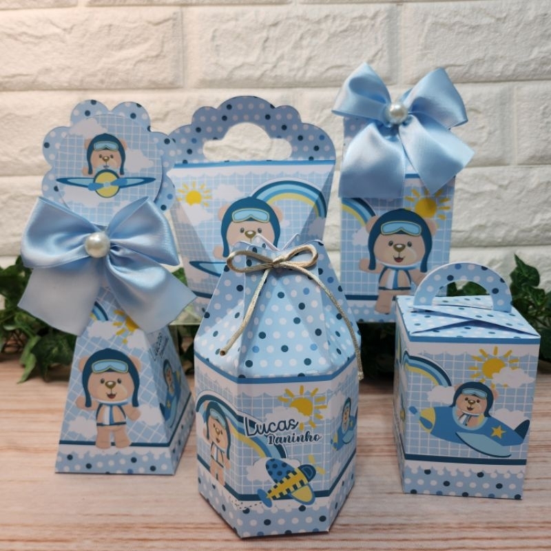 Ursinho Aviador ll Kit Personalizado l Kit Festa l Lembrançinha l Aniversário l Caixinhas Personalizadas  Festa Infantil