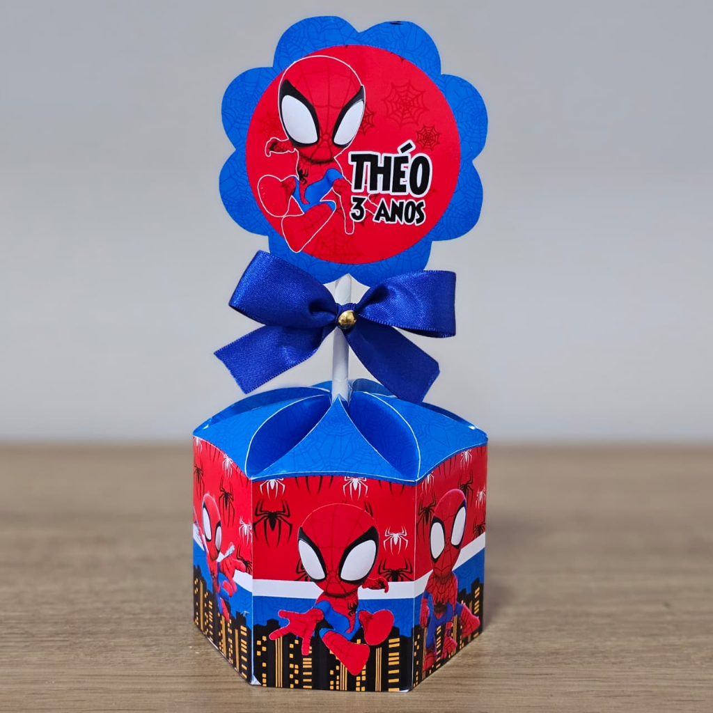Kit 10 Unidades Centro de Mesa Homem Aranha Baby 2 Personalizado Chá Aniversário Festa