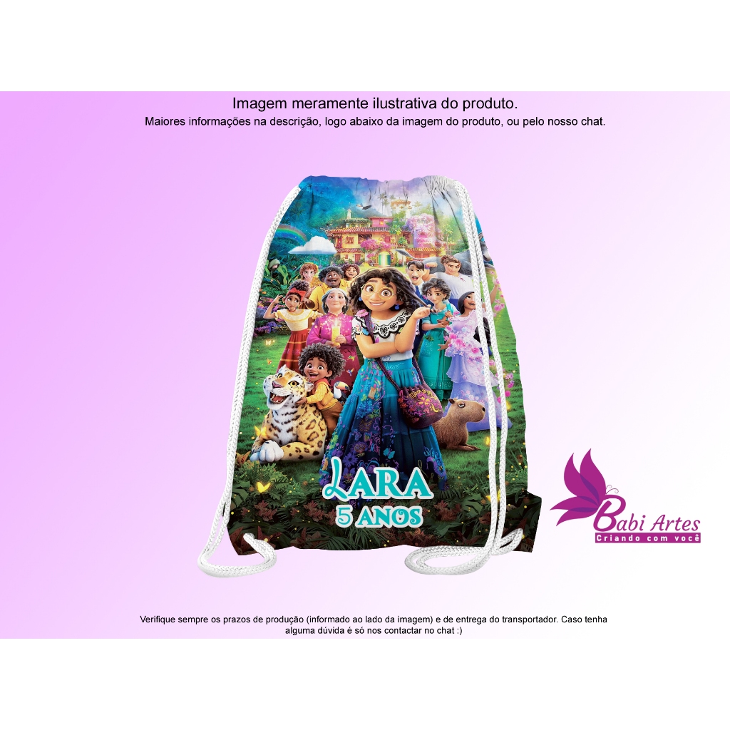 Mochilinhas Saco Personalizadas Encanto Festa Aniversário Lembrancinha Saquinho Infantil