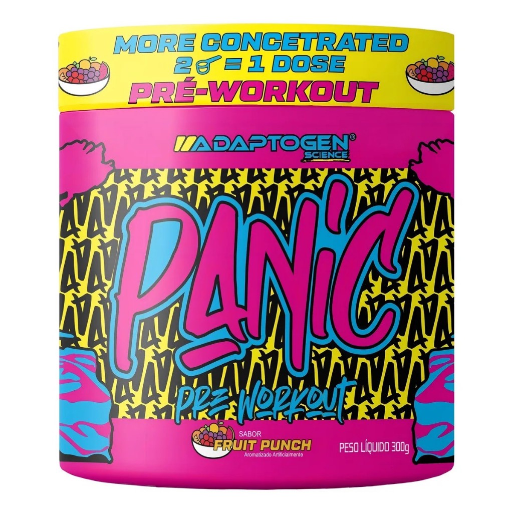 Suplemento Em Pó Adaptogen Science Panic Pré Treino com creatina Pote 300g Sabor Maça Verde