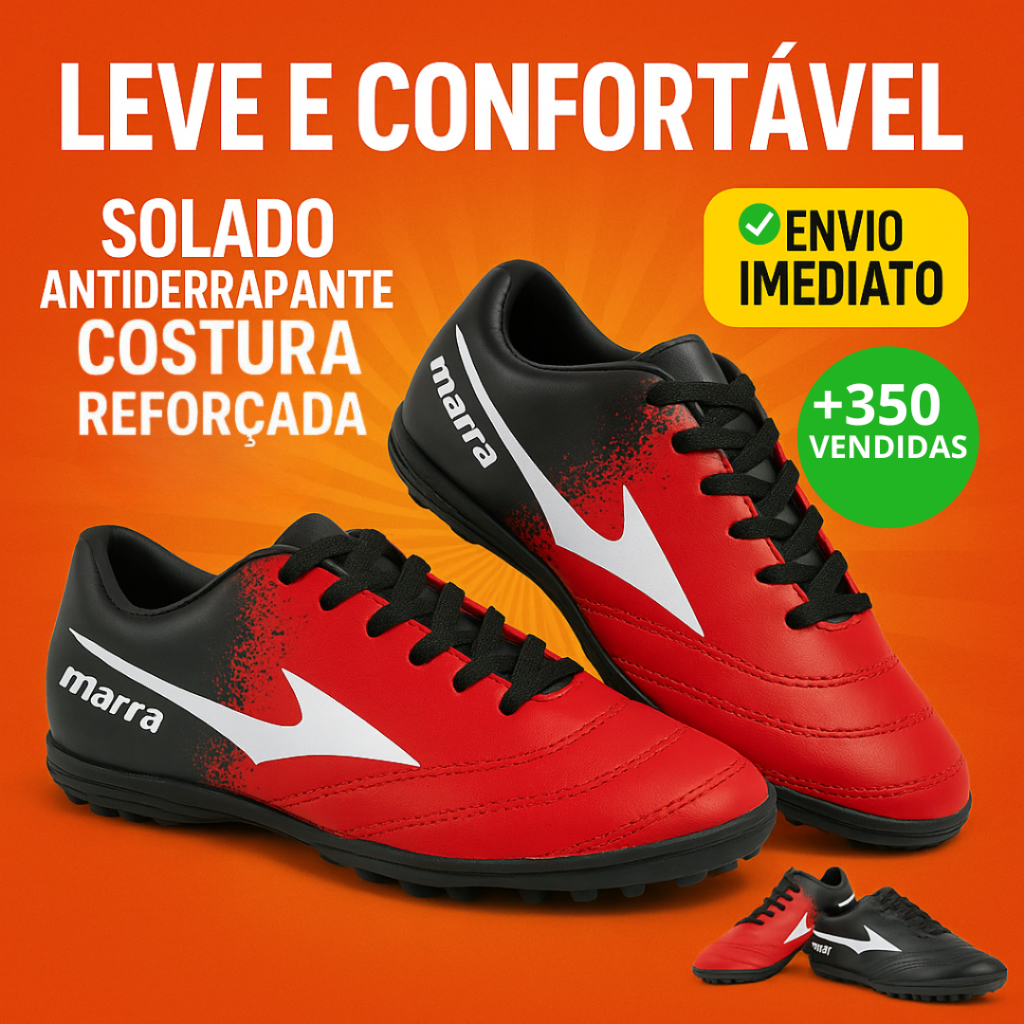 Chuteira MARRA Adulto Society e Futsal Leve Confortável Antiderrapante Trava Baixa Solado Resistente em Oferta na Shopee