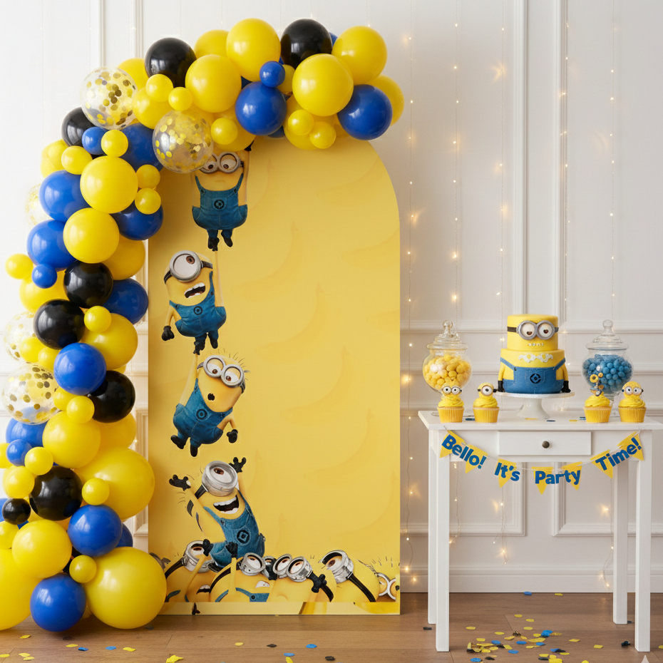 Capa de Painel Romano Veste Fácil Decoração Festa Infantil Tema Minions
