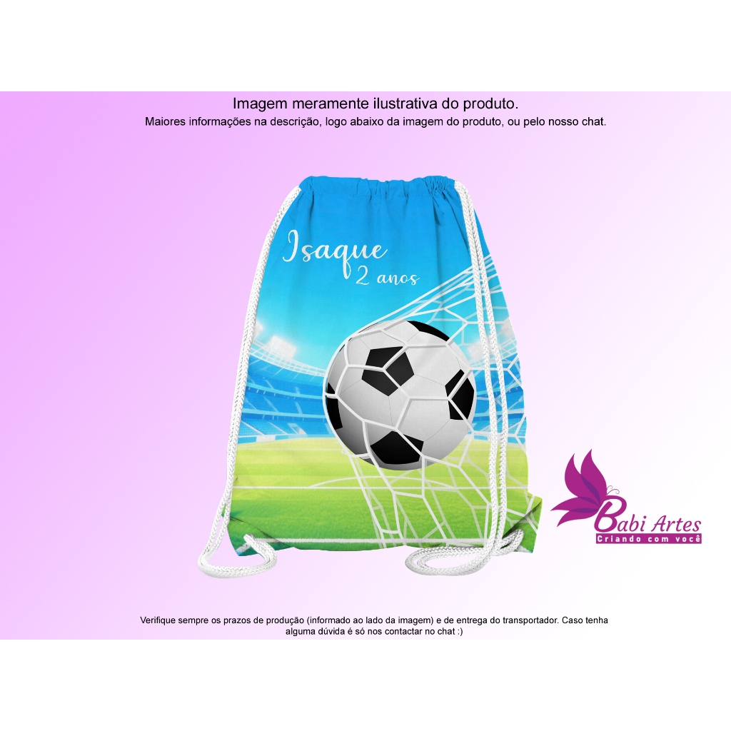 Mochilinhas Saco Personalizadas Futebol  Festa Aniversário Lembrancinha Saquinho Infantil