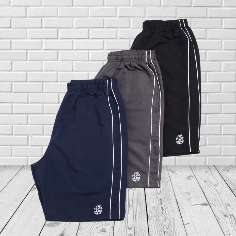 Kit 3 Bermuda Infantil Tactel. OX SILVER Bolsos Frente e Costa