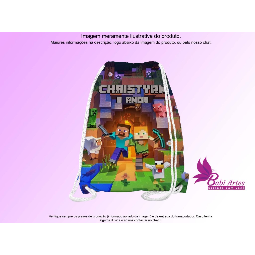 Mochilinha Saco Personalizada Games Festa Aniversário Lembrancinha Saquinho Infantil