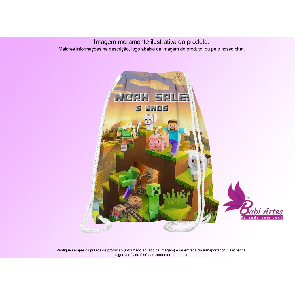 Mochilinha Saco Personalizada Games Festa Aniversário Lembrancinha Saquinho Infantil