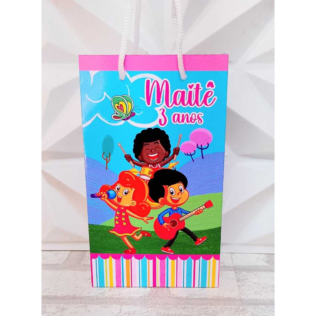 Sacolinha Personalizada 3 PALAVRINHA MENINA Aniversário Infantil Mimos e Lembrancinhas para Festa KIT PEGUE E MONTE
