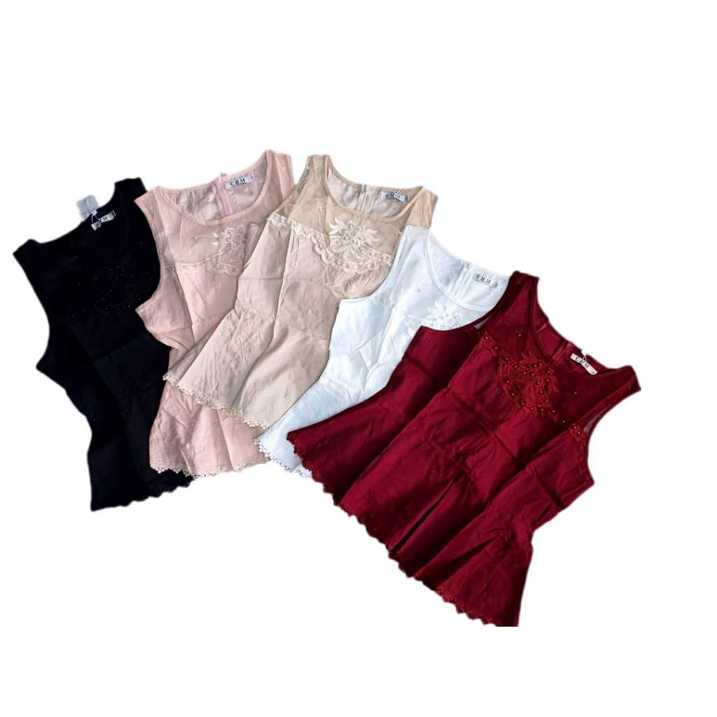 Blusa Regata Feminina Peplum Elegante  com Tule Bordado e Perolas