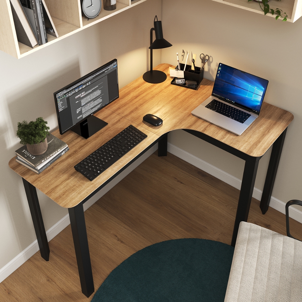 Mesa em L 120cm Canto Design Orgânico Gamer Geek para Home Office Estação de Trabalho para Jogos Moderno Mod: Legos