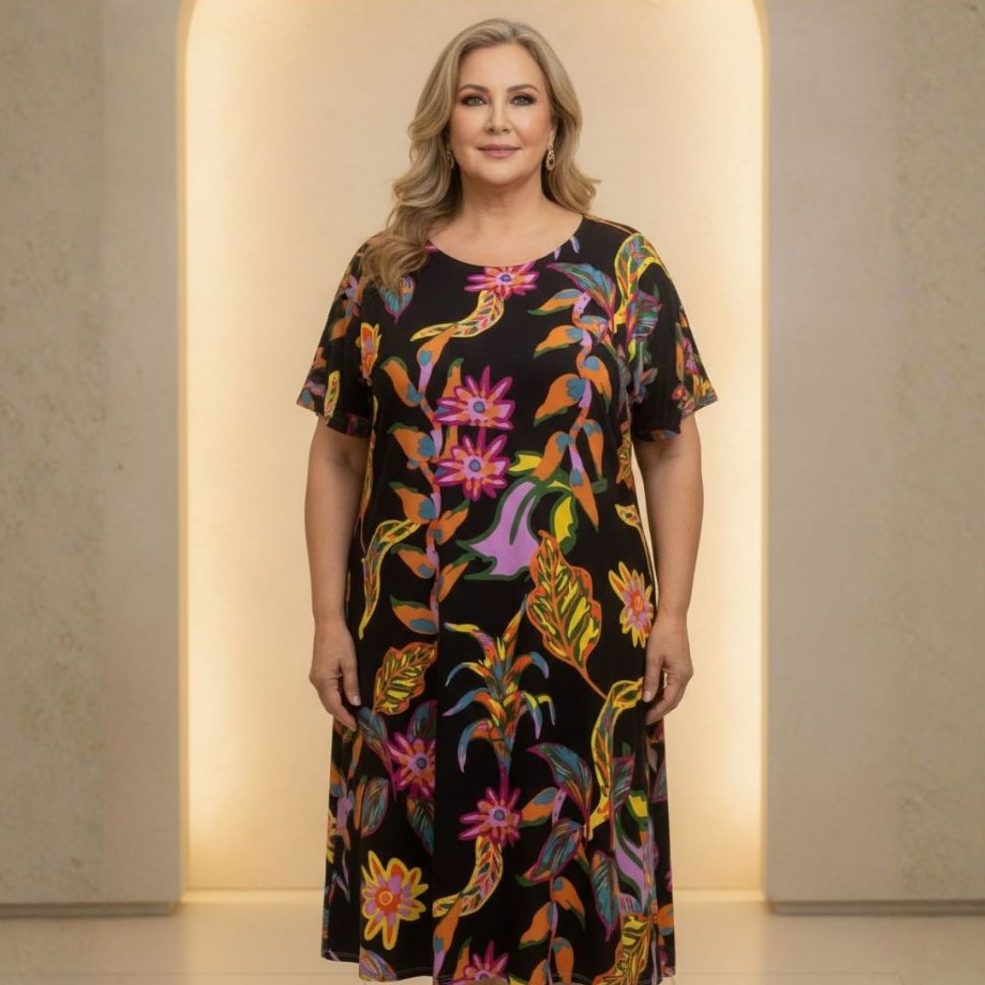 Vestido Sortido Verão Senhora Plus Size G1 G2 G3 Feminino Fresquinho Calor Verão Confortável em Oferta na Shopee