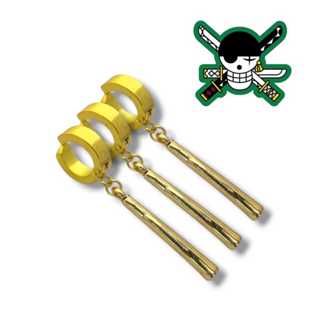 Brinco De Pressão Dourado Do Roronoa Zoro Anime One Piece Cosplay Fantasia Presente em Oferta na Shopee