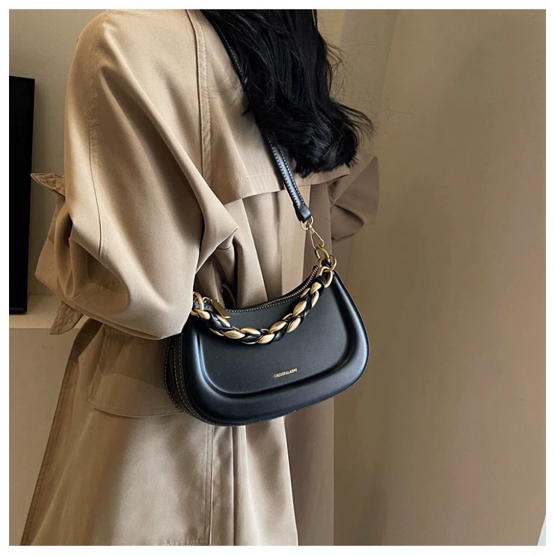 Bolsa feminina com alça de corrente, modelo retrô de ombro de alta qualidade, super popular em 2025,