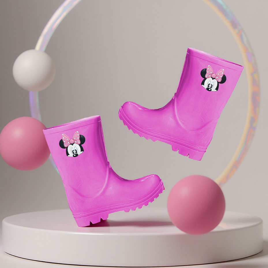 Galocha Botinha de Chuva Feminino Kids Meninas Modernas Confortável Personagem Ratinha