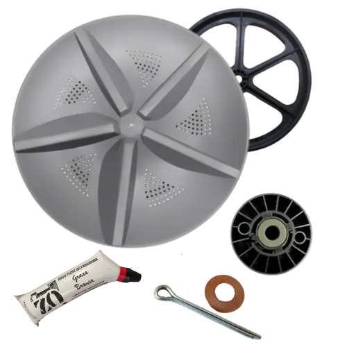 Agitador/Batedor + Polia + Cubo + Cupilha + Arruela + Graxa Lavadora Tanquinho Lavamax Eco Suggar 13kg/15kg/16kg/20kg