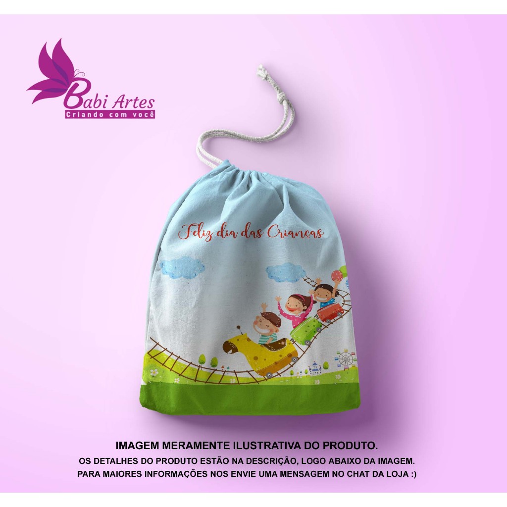 Saquinho Surpresa Personalizado Dia das Crianças Festa Aniversário Lembrancinha Saquinho Infantil