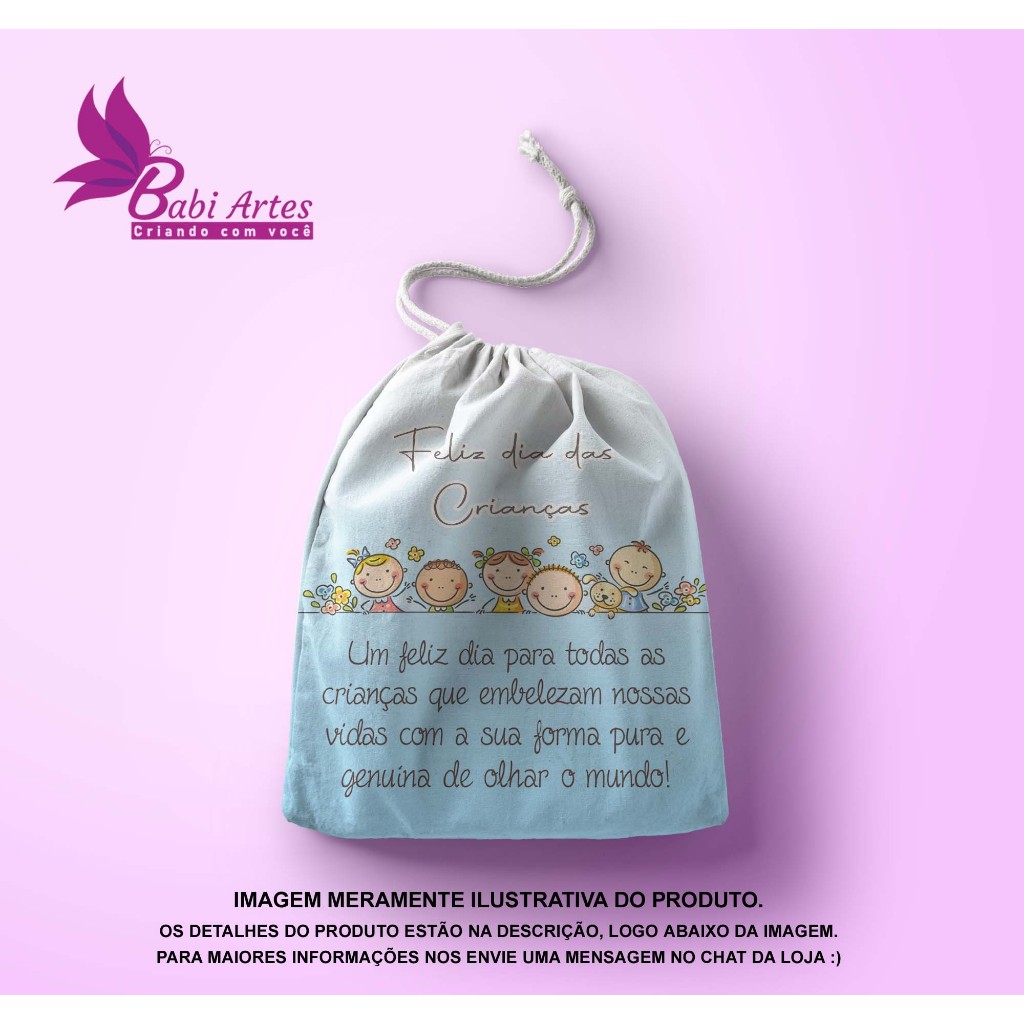Saquinho Surpresa Personalizado Dia das Crianças Festa Aniversário Lembrancinha Saquinho Infantil