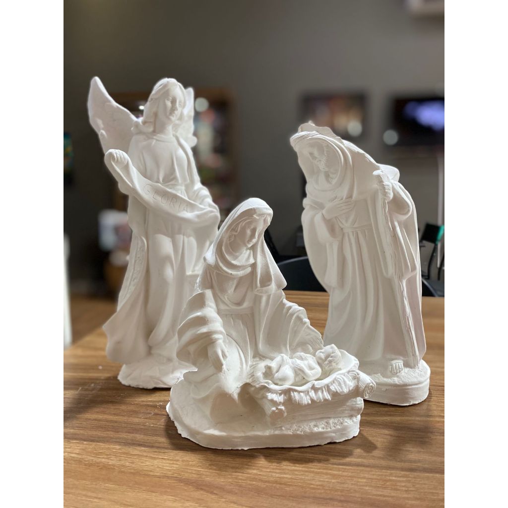 3 Imagens do Presépio de 28 cm em Gesso Cru