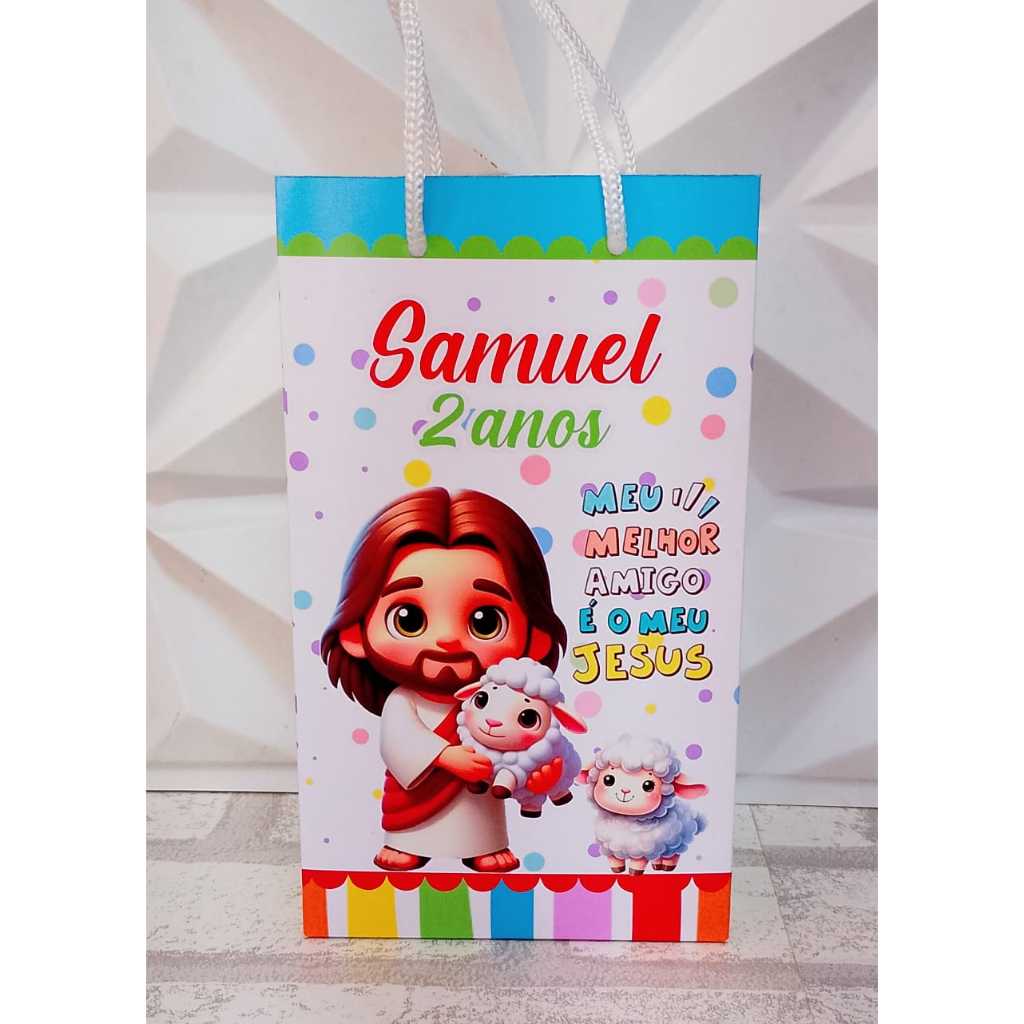 Sacolinha Personalizada JESUS MEU MELHOR AMIGO MENINO Aniversário Infantil Mimos e Lembrancinhas  KIT PEGUE E MONTE