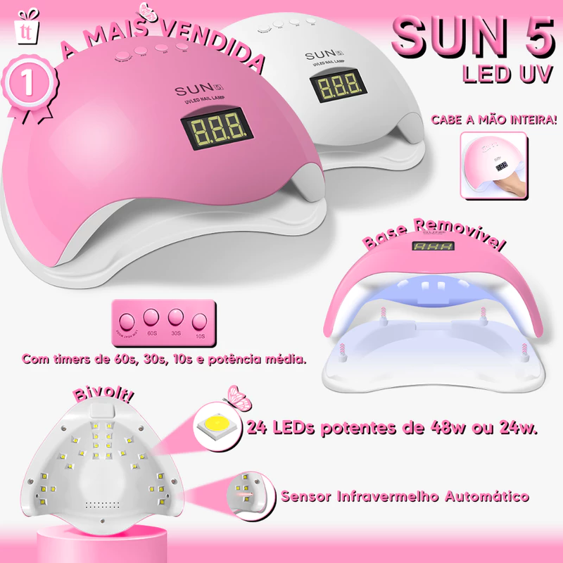 Kit Completo para Unhas em Gel Cabine Sun 5 48W com Lixadeira — foto 2
