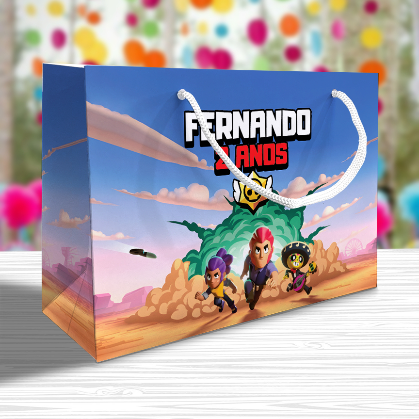 Sacolinhas Personalizadas Festa Brawl Stars (20x14x6cm) Lembrancinha em Oferta na Shopee