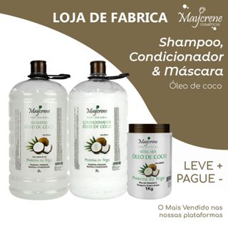 Kit Óleo de Coco Maycrene -   Shampoo 2L+ Condicionador 2L+ Máscara 1KG em Oferta na Shopee