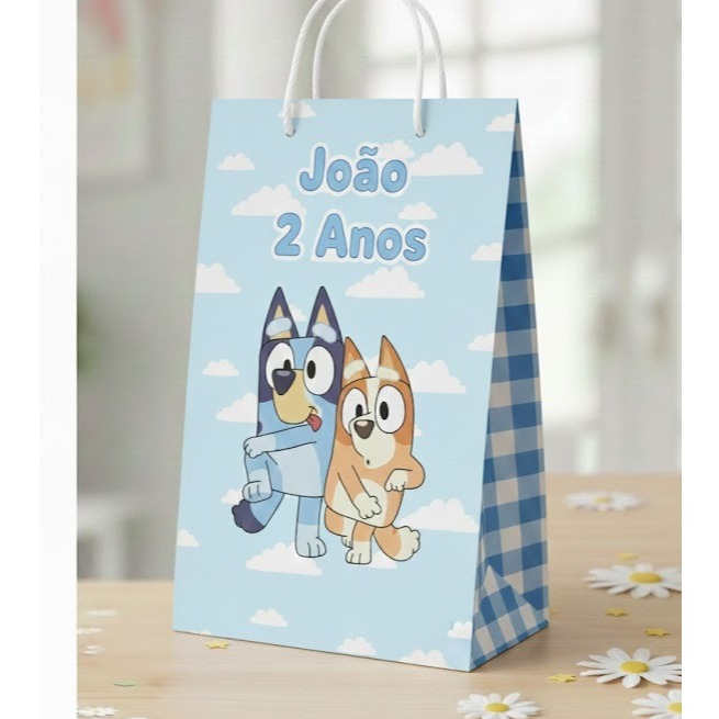 Sacolinha Surpresa - Bluey - Qualquer tema - Sacola Lembrancinha - Personalizados Aniversario Festa