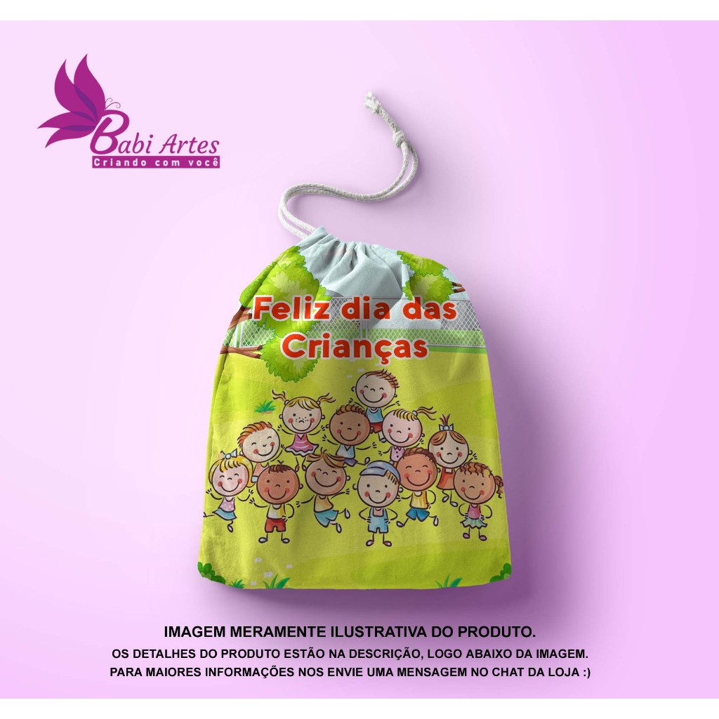 Saquinho Surpresa Personalizada Dia das Crianças Festa Aniversário Lembrancinha Saquinho Infantil