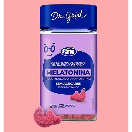 Melatonina Fini Sabor Morango C/120 Unidades Dr Good (Original)