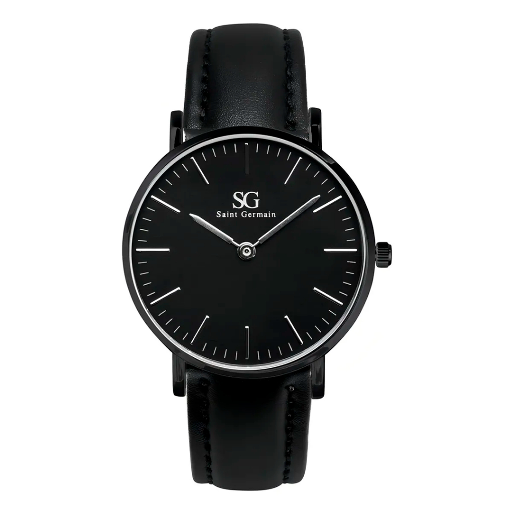Relógio Masculino Couro Preto Saint Germain Murray Full Black 40mm Fundo Preto
