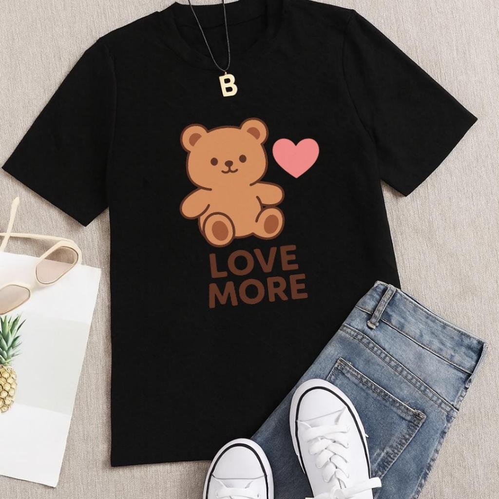 Camiseta Cute Ursinho Love More – Confortável e Tendência Envio Rapido