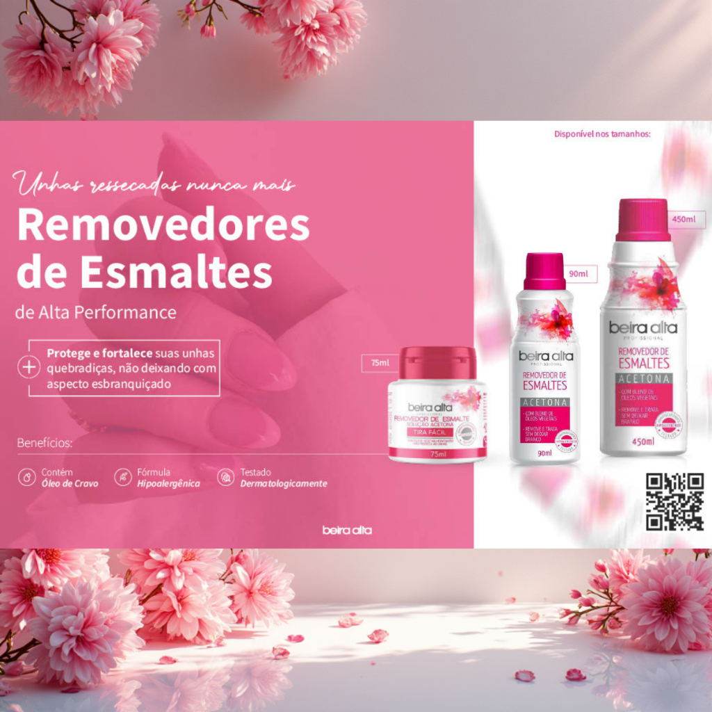 KIT C/3 REMOVEDOR DE ESMALTE ACETONA 90ML BEIRA ALTA