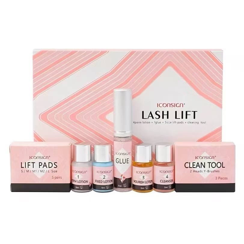 Kit Lash Lift ICONSIGN Permanente de Cílios Lift Pads Cola 4 Cremes Efeito Curvado Duradouro Sem Dor