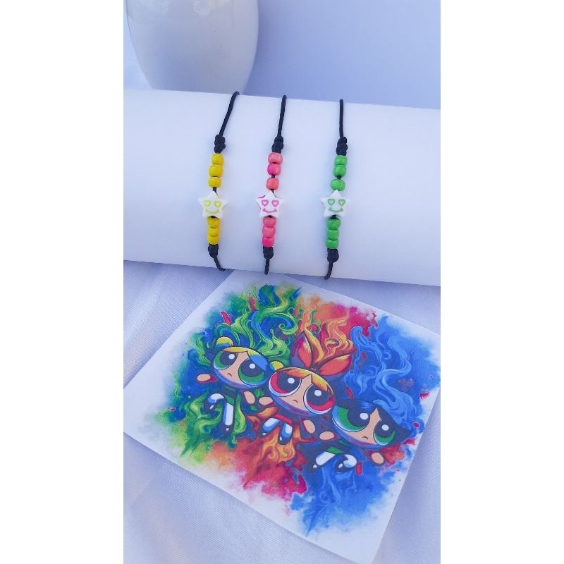 Kit de Pulseira da Amizade - Meninas Super Poderosas -- Presenta para Amigas - Bff