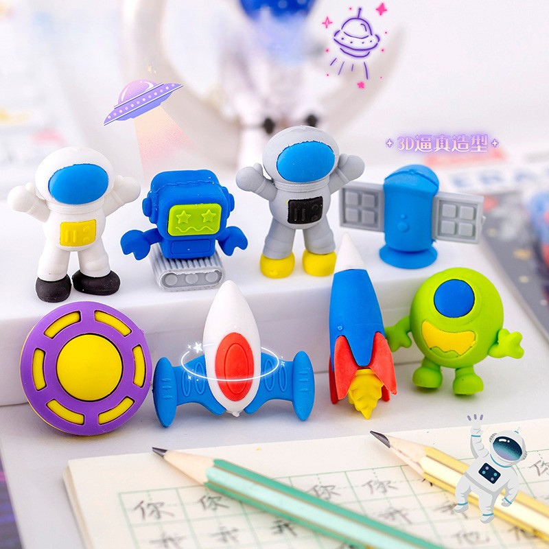 Kit Marmitinha Borracha 3D Criativa De Caxinha Gatinho Escolar Infantil Papelaria Fofa Kawaii