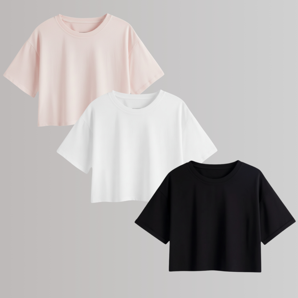 Kit 3 Cropped Feminino Gym – Algodão Anti-incômodo para Treinar