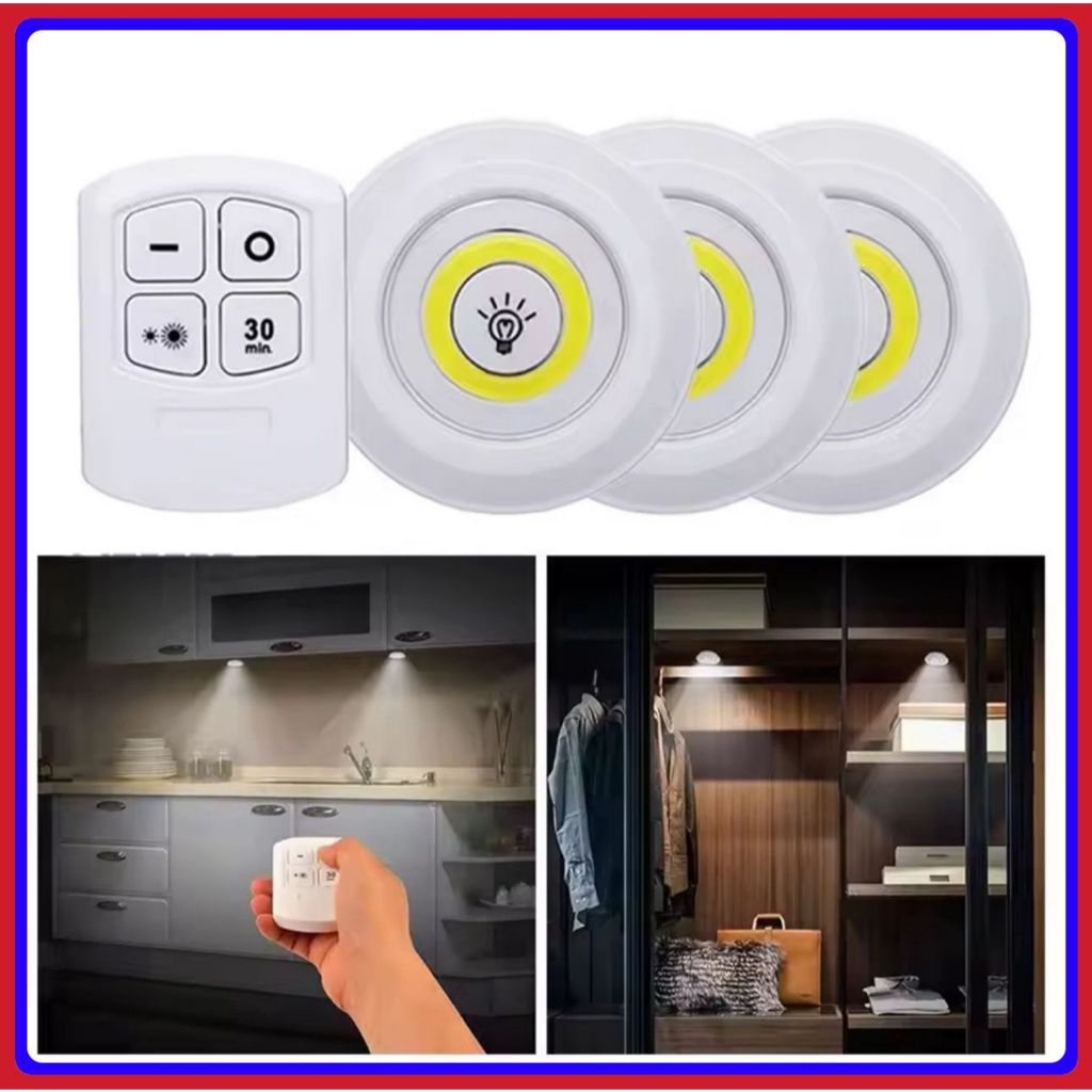 Kit 3 Lâmpada Iluminaria Led Spots com Controle Remoto Cor Branca usa pilha AAA