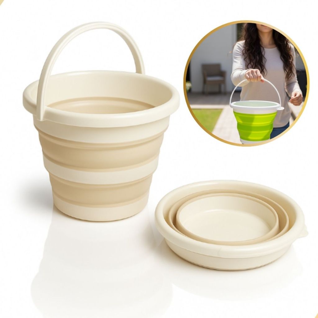 Balde de Silicone Retrátil Dobrável 5 Litros Multiuso Portátil Camping Viagens Pescas em Oferta na Shopee